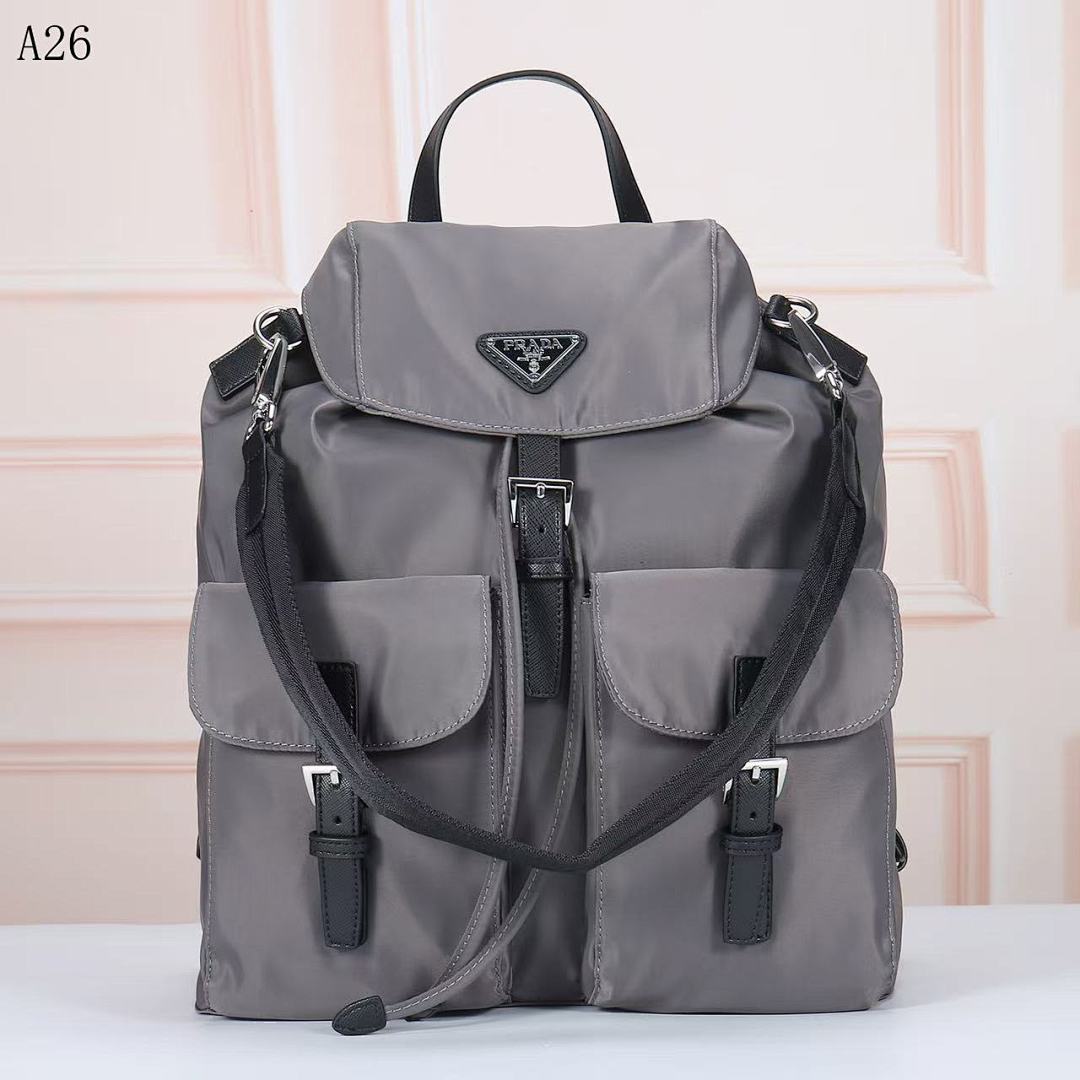 Pr4da Nylon Backpack with Triangular Logo #1281
