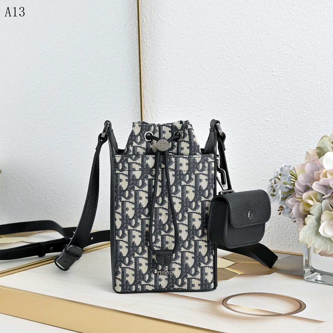 Diiior + A13 + Oblique Print Drawstring Bag #3494