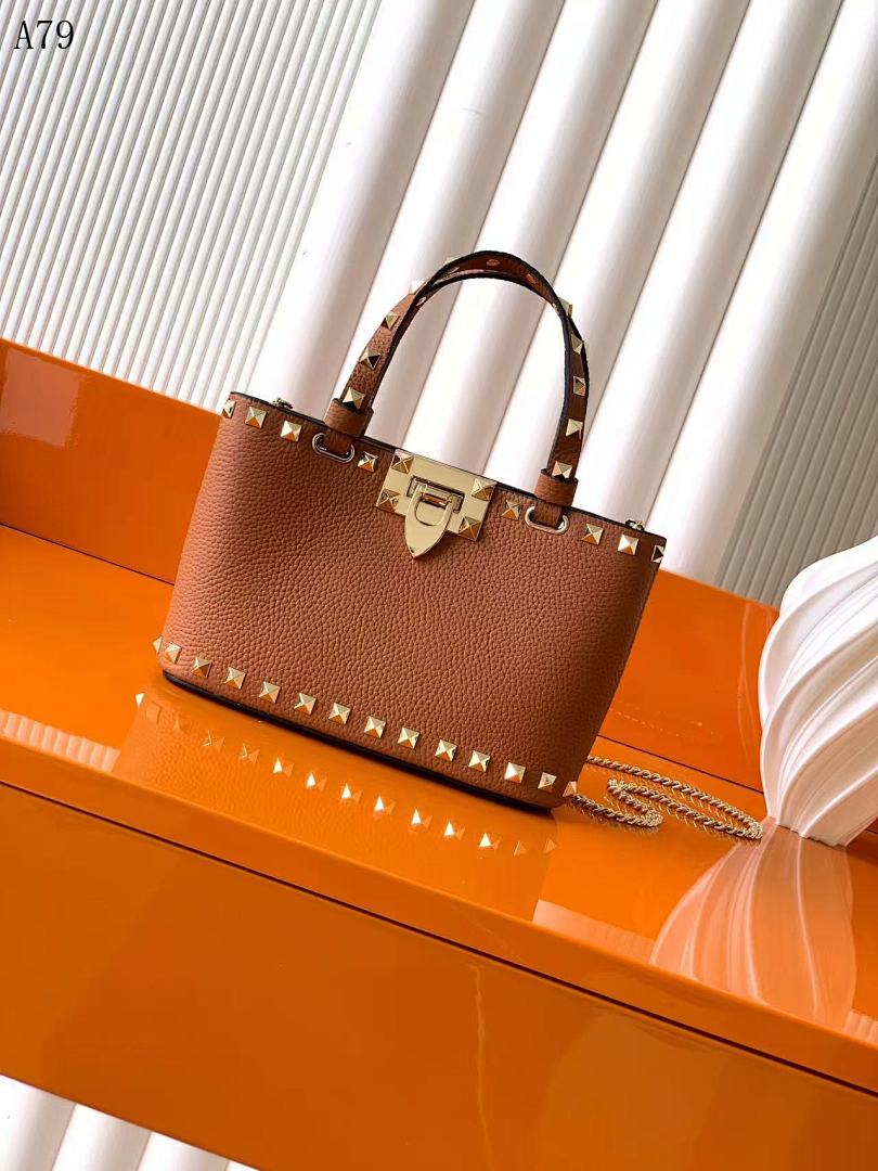 Valentiino + Rockstud + Small Leather Tote Bag #3050
