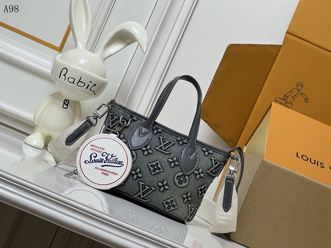 LVutton + Neverfull MM + Monogram Canvas Tote #3431