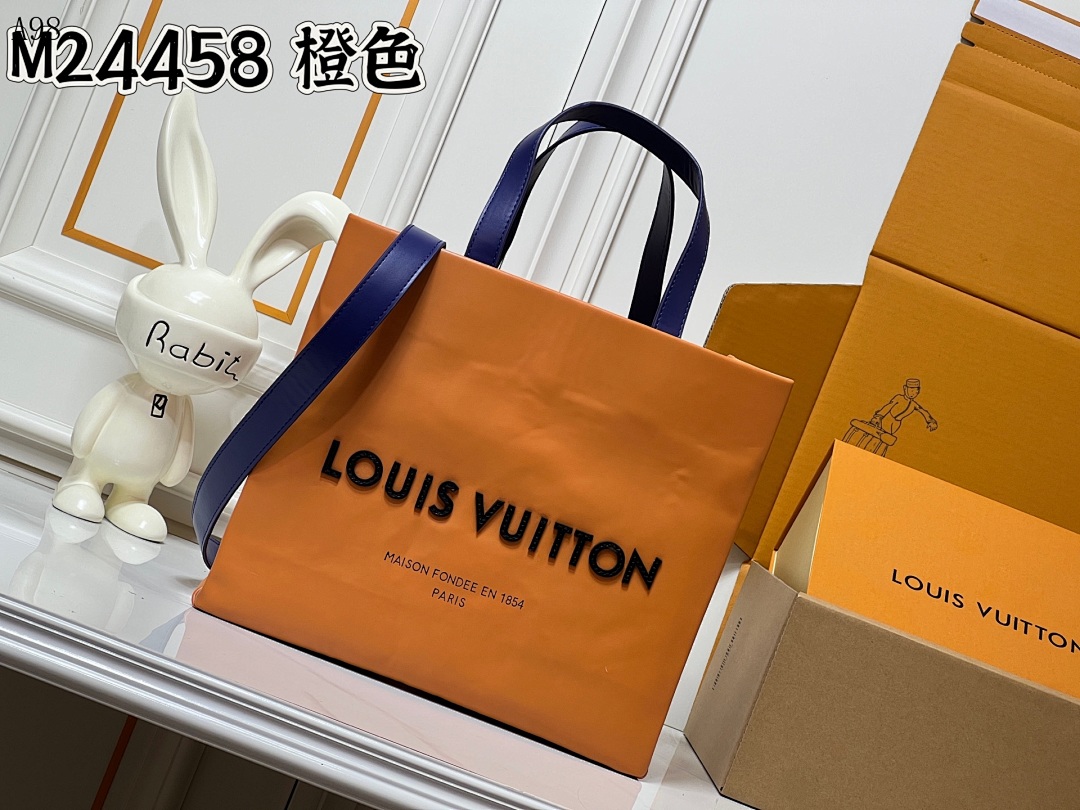 LVutton M24458 Orange Tote Bag #3425 1 LVutton M24458 Orange Tote Bag #3425