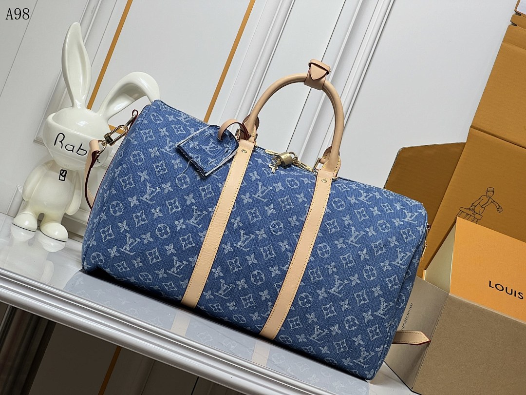 LVutton x Supreme Denim Keepall 50 #1103 1 LVutton x Supreme Denim Keepall 50 #1103