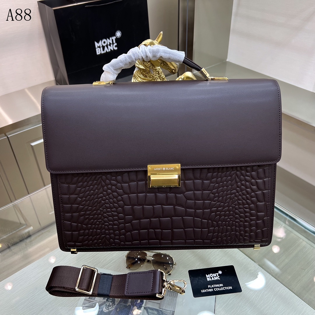 Montblanc + A88 + Platinum Leather Briefcase #6286