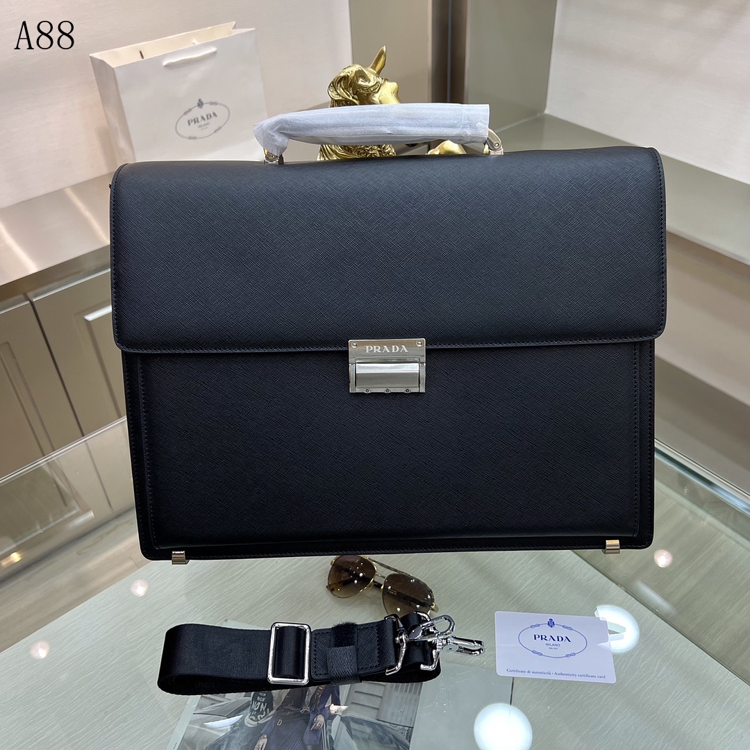Pr4da + A88 + Saffiano Leather Briefcase #6297