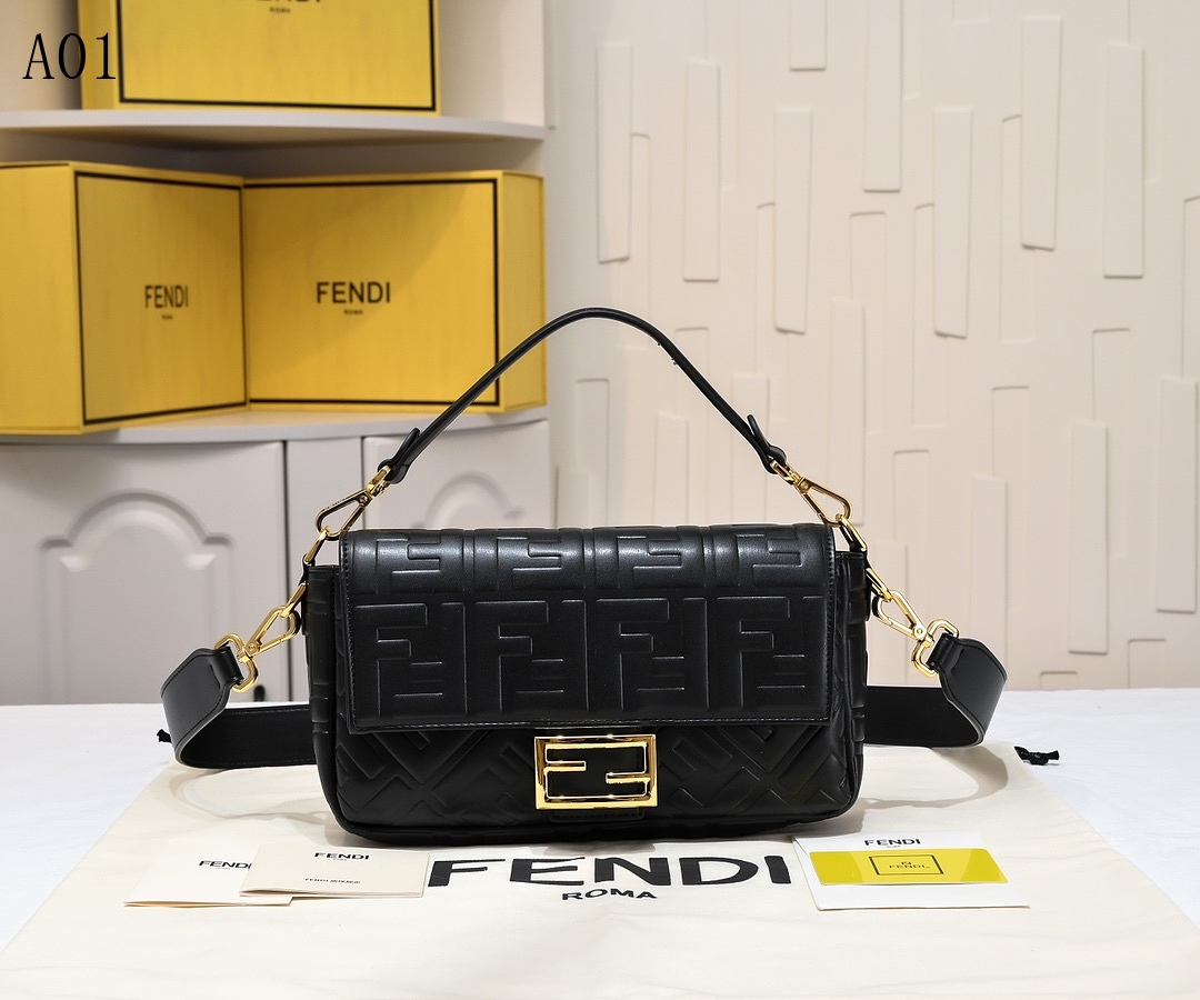 FENDI – Baguette FF Logo Embossed Crossbody Bag #1325
