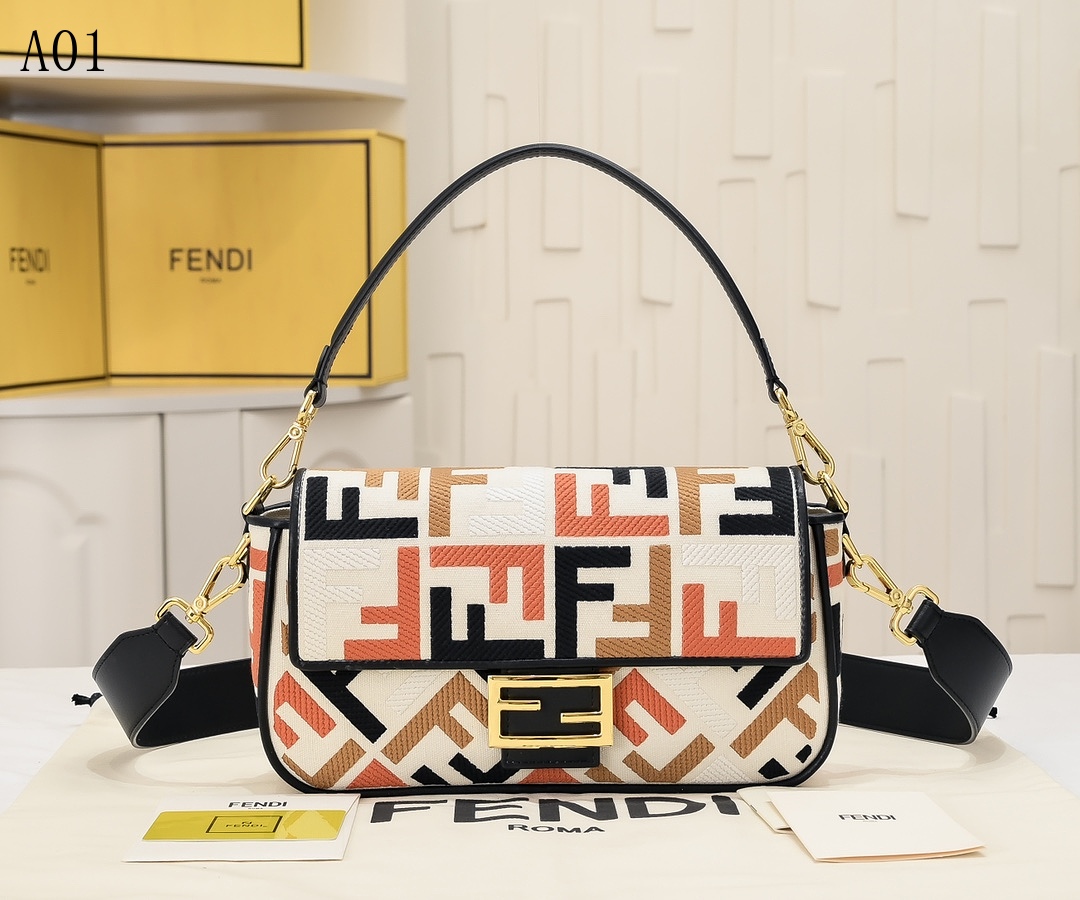 FENDI Baguette – Iconic FF Print Shoulder Bag #1321