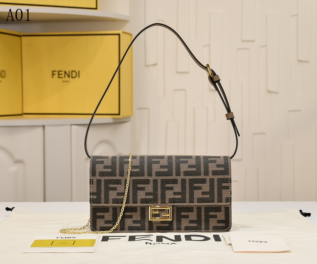 FENDI – Baguette FF Monogram Shoulder Bag #1315