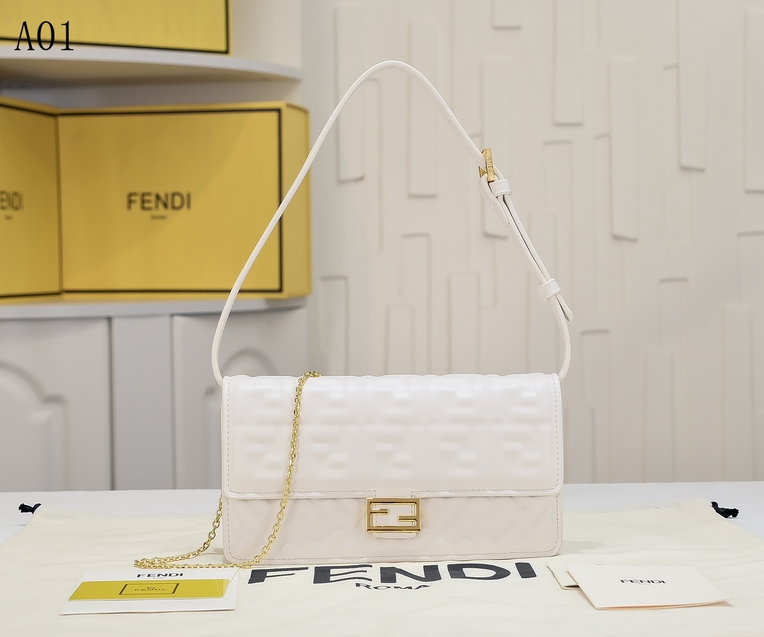 FENDI Baguette Quilted Leather Shoulder Bag #1314