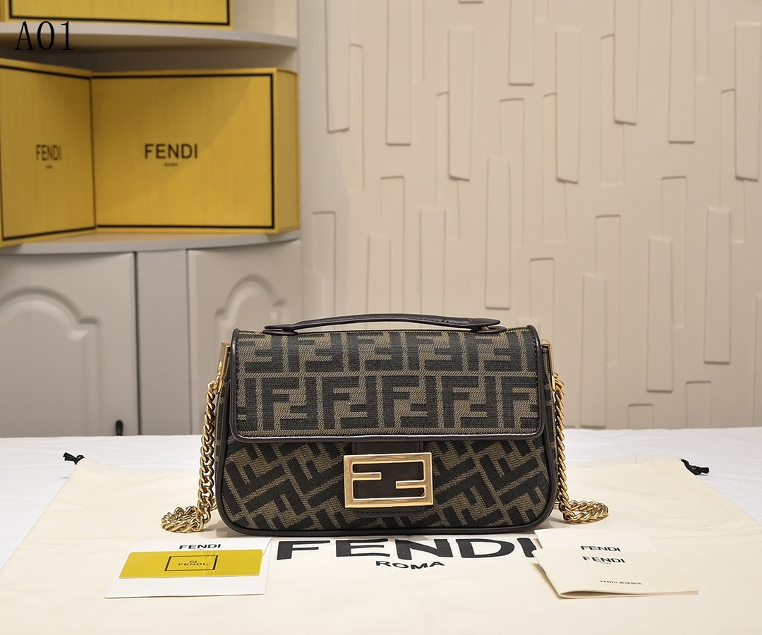 FENDI Baguette FF Logo Shoulder Bag #1312
