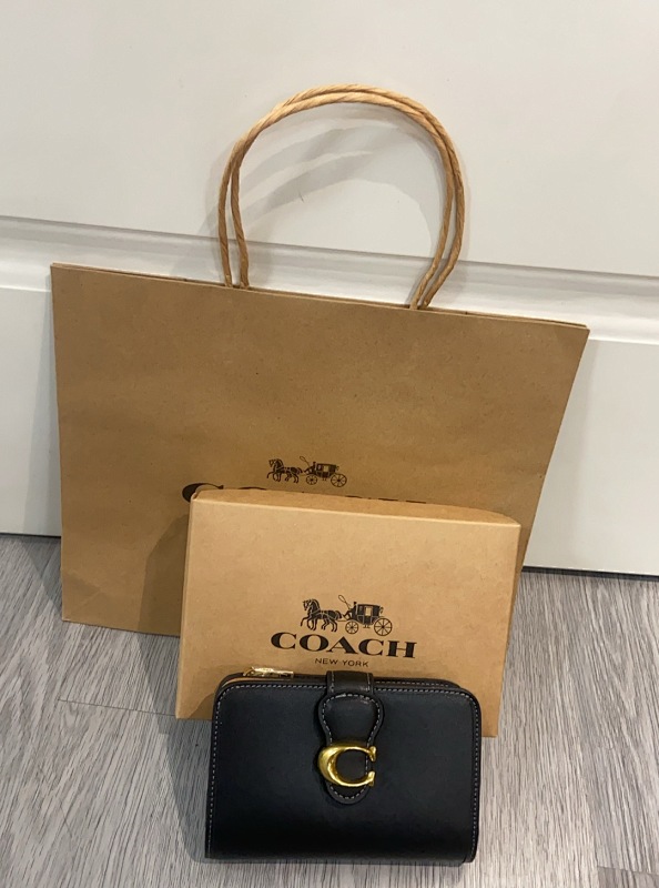 Coacch CA193 Black Leather Wallet with Gold C Logo - premium bag at SunToteBag