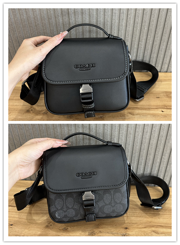 Coacch CBG12 Black Leather Crossbody Bag with Top Handle - premium bag at SunToteBag
