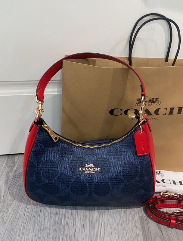 Coacch CAL52 Navy Red Signature Leather Shoulder Bag - premium bag at SunToteBag
