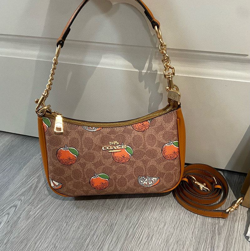 Coacch CAL80 Orange Print Caramel Shoulder Bag - premium bag at SunToteBag