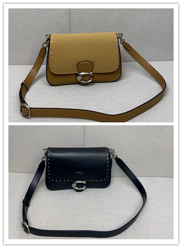 Coacch CU715 SoftTabby Crossbody Bag in Tan and Black - premium bag at SunToteBag