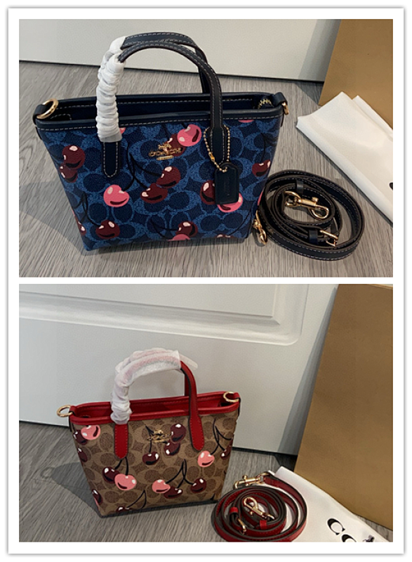 Coacch CY737 Cherry Print Mini City Tote Crossbody Bag