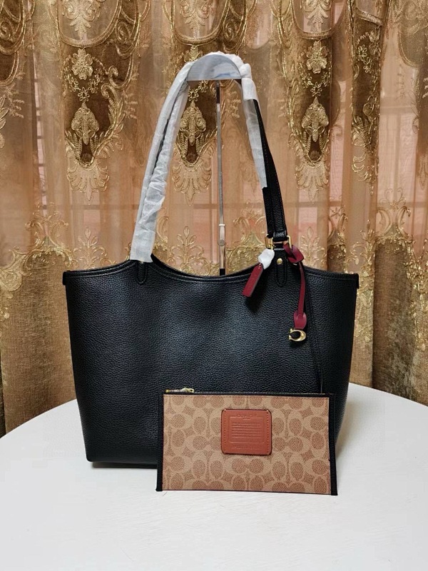 Coacch C6337 Full Leather Tote Bag Black Women’s Shoulder Handbag