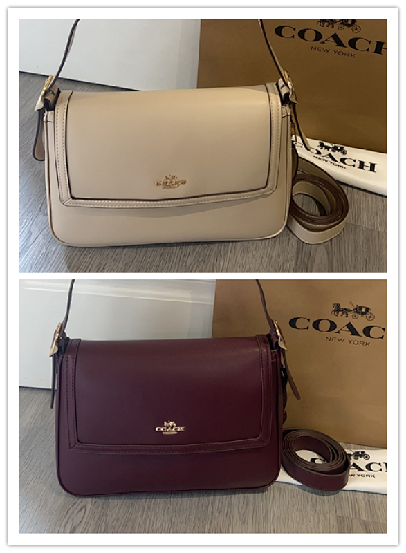 Coacch CCE58 Etta Crossbody Bag in Beige and Burgundy