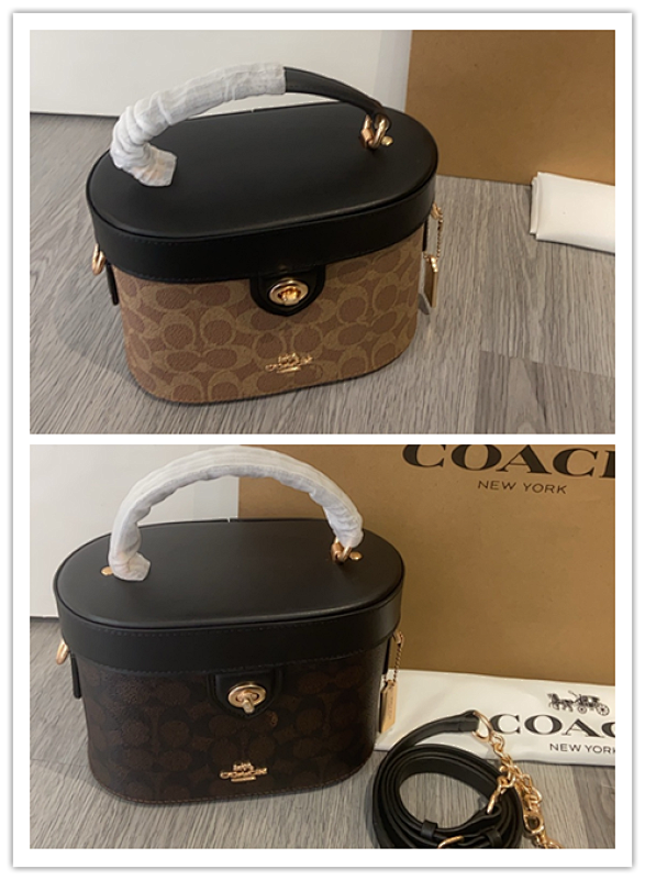 Coacch CBQ35 Oval Box Bag with Signature Print