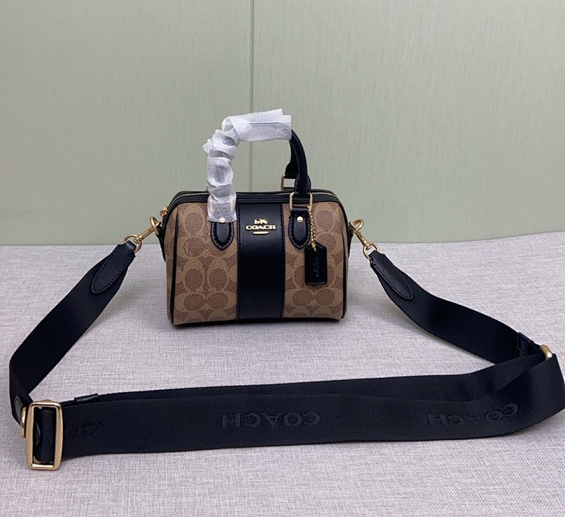 Coacch Rowan Boston Bag Signature Canvas Brown with Black Trim