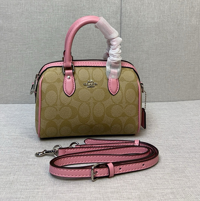 Coacch CS183 Mini Rowan Handbag Pink and Olive Signature Leather