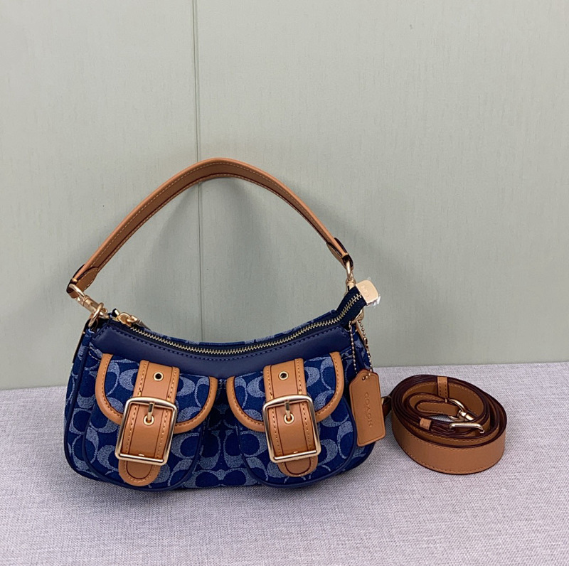 Coacch CQ184 Navy Signature Canvas Shoulder Bag