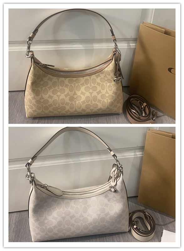 Coacch CAM23 Juliet Signature Shoulder Bag in Beige and Gray