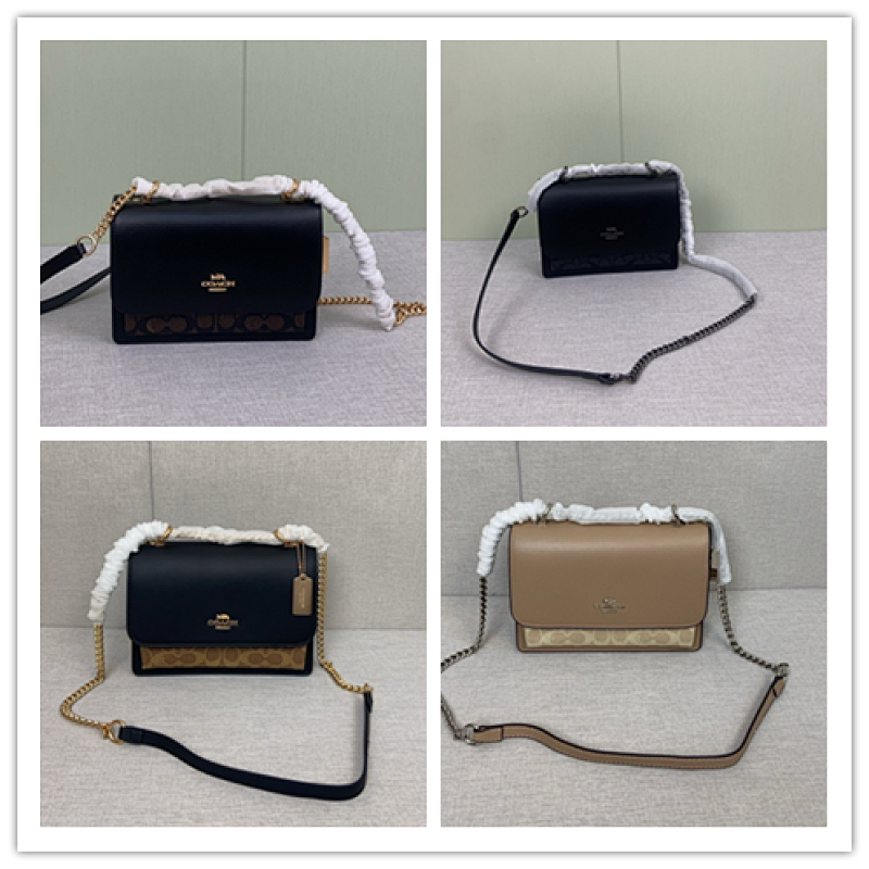Coacch CY978 Klare Chain Shoulder Bag with Faux Fur Trim