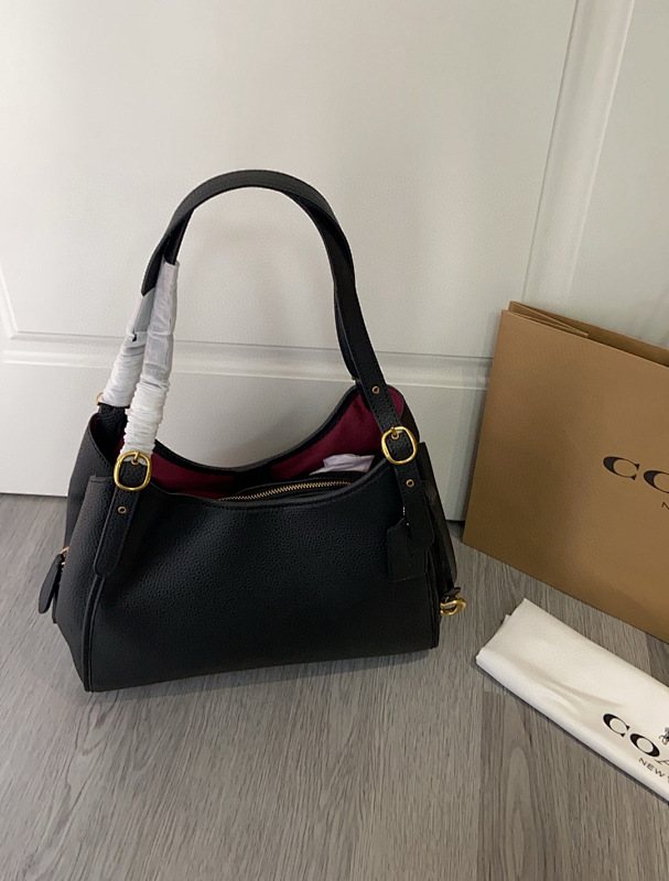 Coacch 4824 Lori Black Leather Shoulder Tote Bag