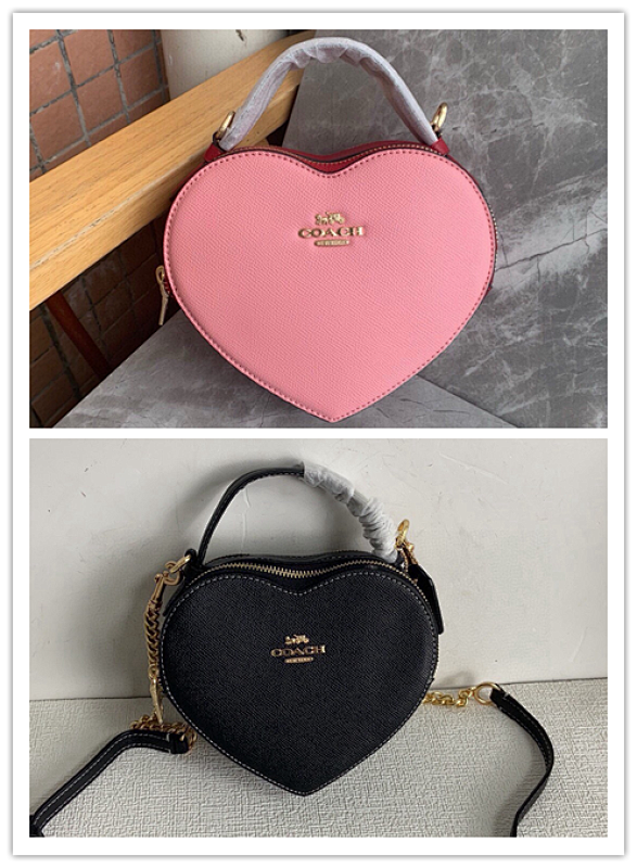 Coacch C5118 Heart-Shaped Crossbody Bag in Pink and Black