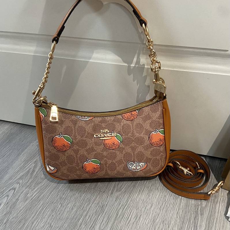 Coacch CAL24 Orange Print Caramel Shoulder Bag