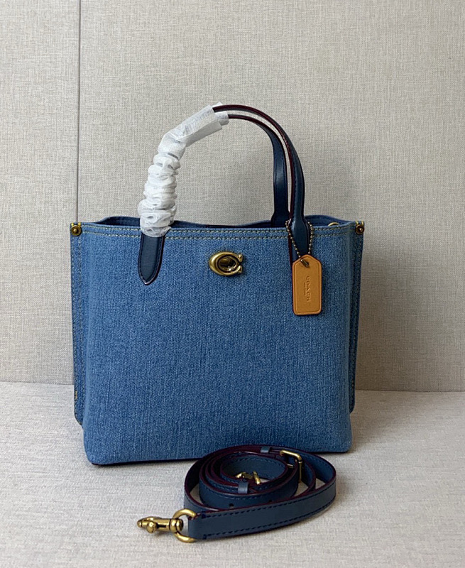 Coacch CR708 Denim Tote Bag with Leather Trim