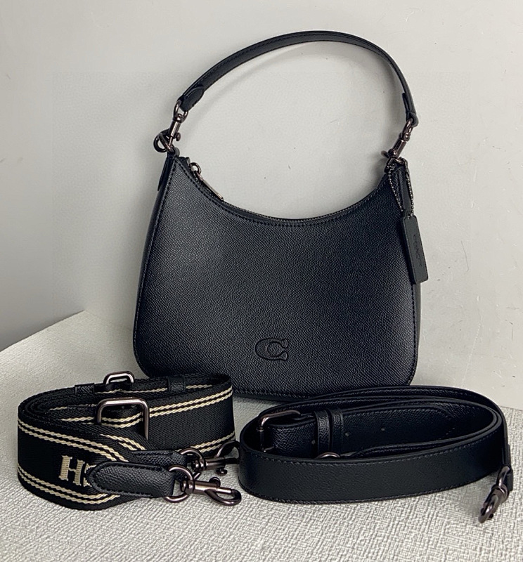 Coacch CJ842 Hobo Bag in Black Saffiano Leather - 1 Coacch CJ842 Hobo Bag in Black Saffiano Leather