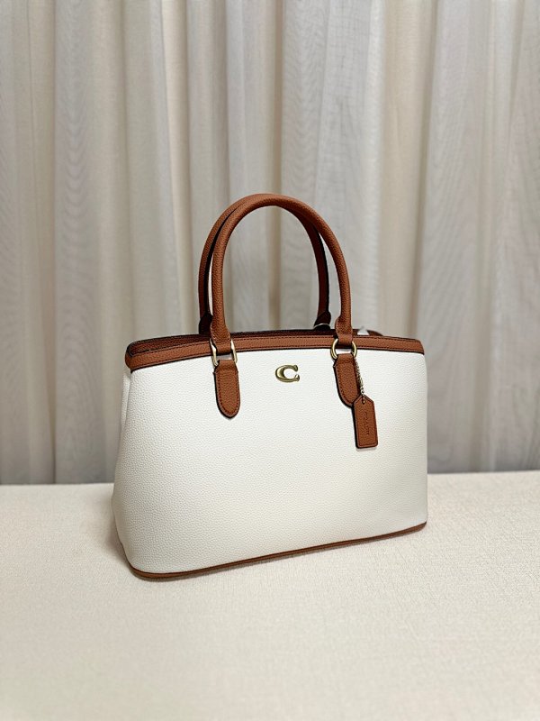 Coacch CU025 Legacy Tote Bag White and Brown Leather