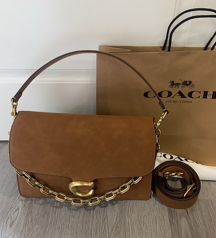 Coacch CCK50 Chaintabby Medium Suede Shoulder Bag - 1 Coacch CCK50 Chaintabby Medium Suede Shoulder Bag