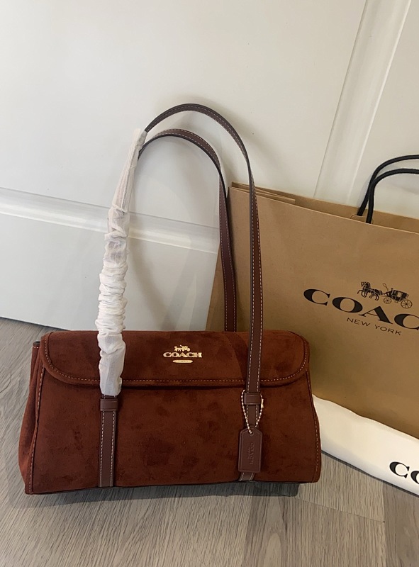 Coacch CDB05 Suede Shoulder Bag in Rich Brown - 1 Coacch CDB05 Suede Shoulder Bag in Rich Brown