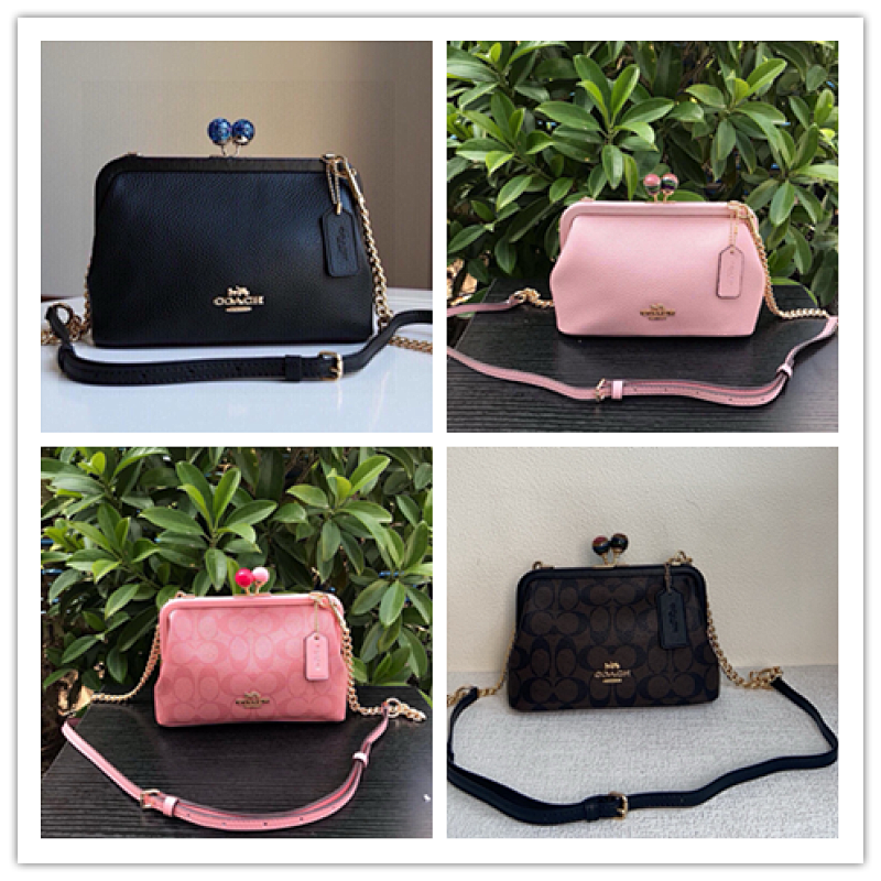 Coacch C1451 Kisslock Crossbody Bag in Solid and Print Leather