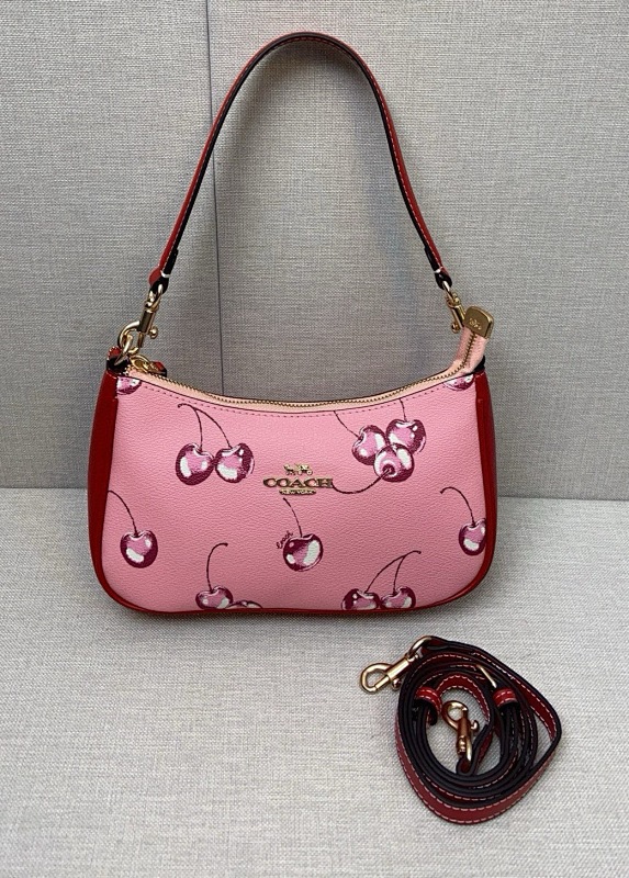 Coacch CB290 Cherry Print Pink Shoulder Bag - 1 Coacch CB290 Cherry Print Pink Shoulder Bag