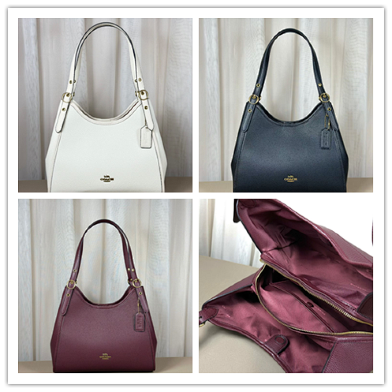 Coacch CAQ86 Erin Leather Shoulder Bag in White, Black, Burgundy