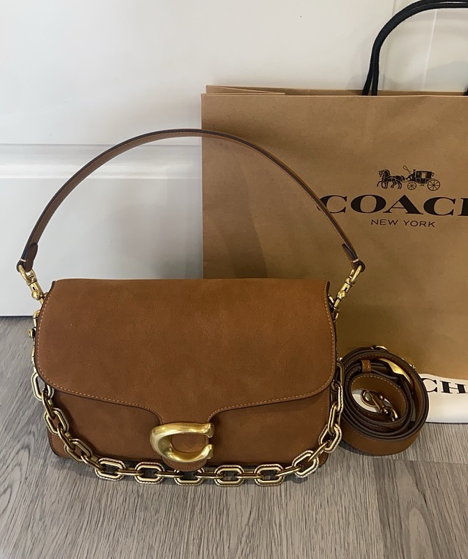 Coacch CCK51 Suede Chain Tabby Shoulder Bag - 1 Coacch CCK51 Suede Chain Tabby Shoulder Bag
