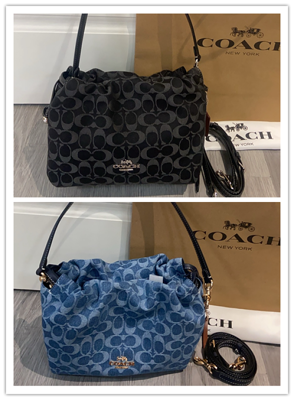Coacch CDB94 Faye Cloud Bag in Black and Blue Signature