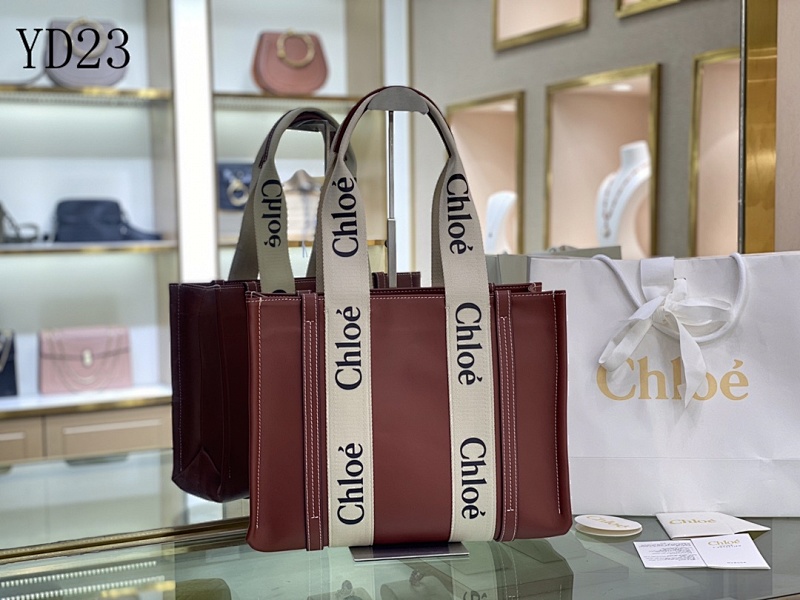 Chloé 7565# Woody Tote Bag in Brown Leather