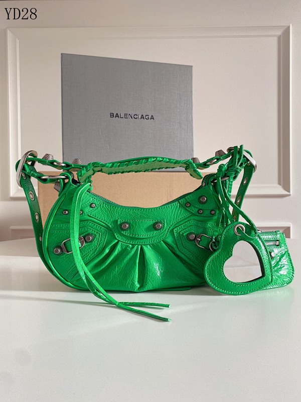 Balensiaga Le Cagole Mini Green Moon Bag with Heart Mirror