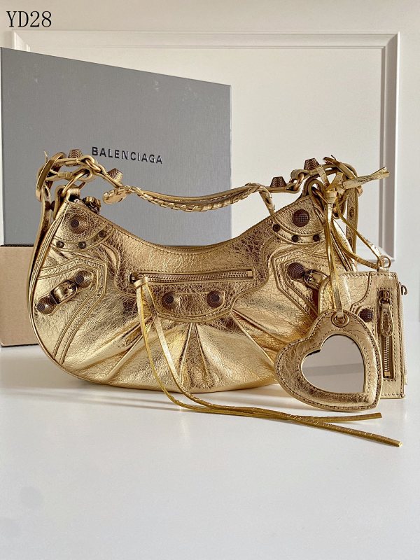Balensiaga Le Cagole YD28 Gold Metallic Moon Bag