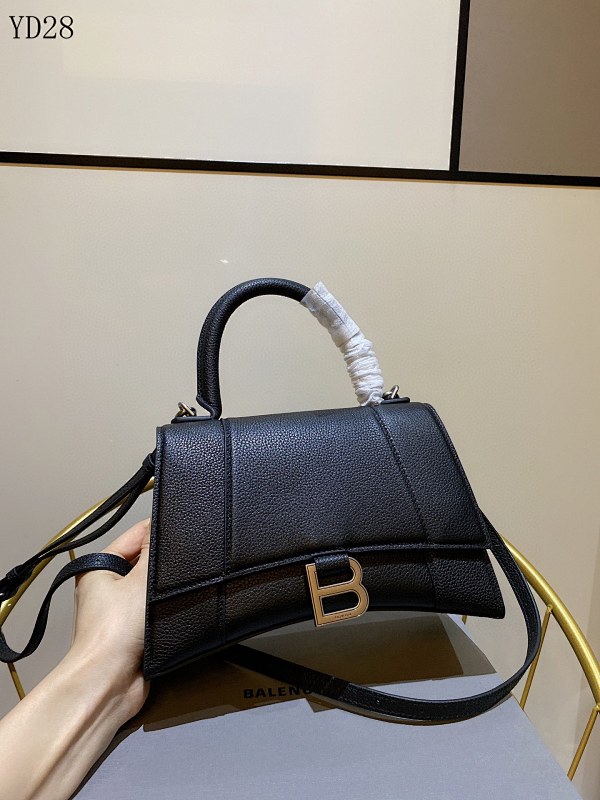 Balensiaga YD2867 Hourglass Bag Black Calfskin