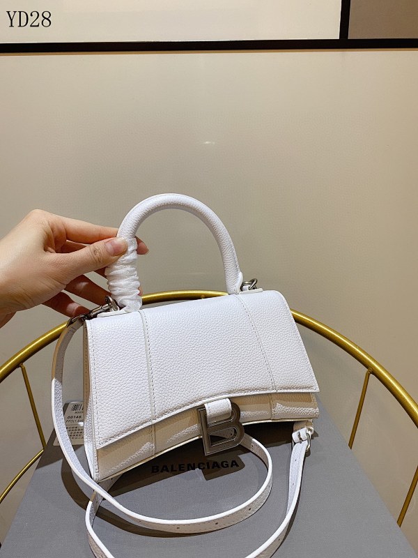 Balensiaga YD2865 Hourglass Bag White Calfskin