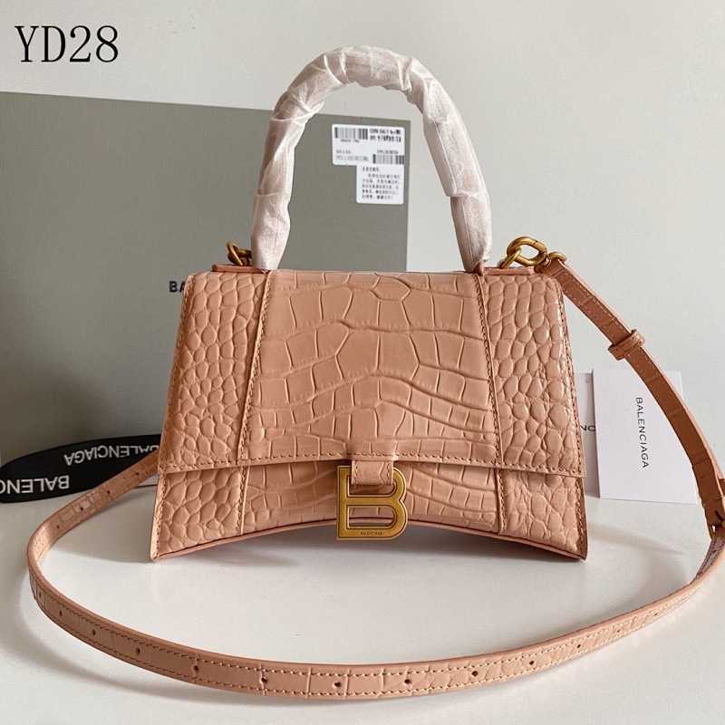 Balensiaga YD28 Hourglass Crocodile-Embossed Clutch Bag