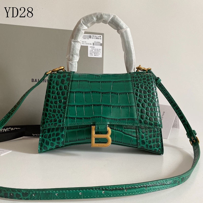 Balensiaga YD2867 Crocodile-Embossed Hourglass Bag