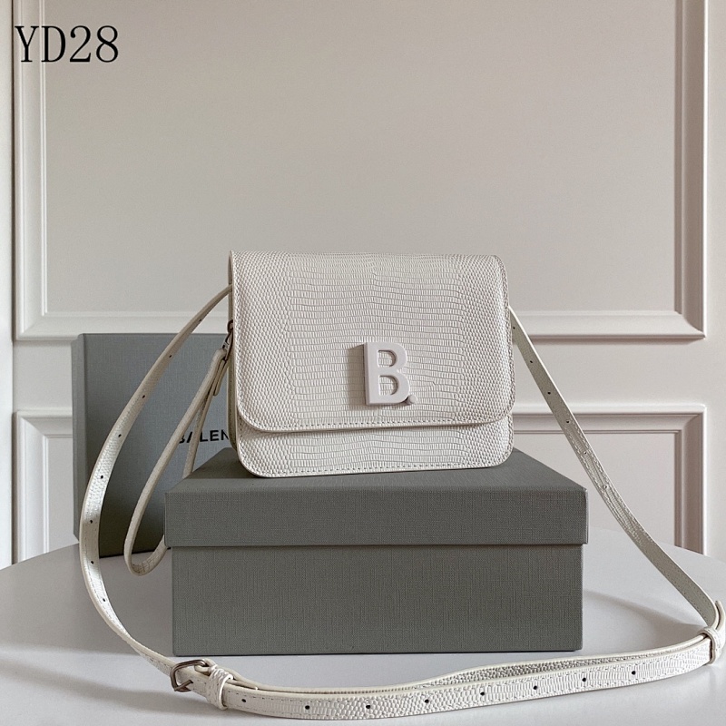 Balensiaga YD28 White Lizard-Texture Box Bag