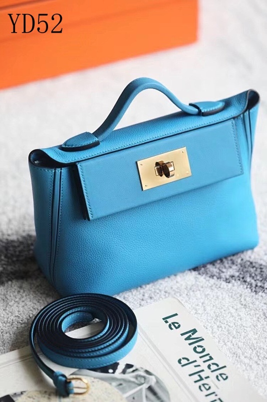 Hermez Kelly Mini 2424 21cm Frida Blue Gold Hardware
