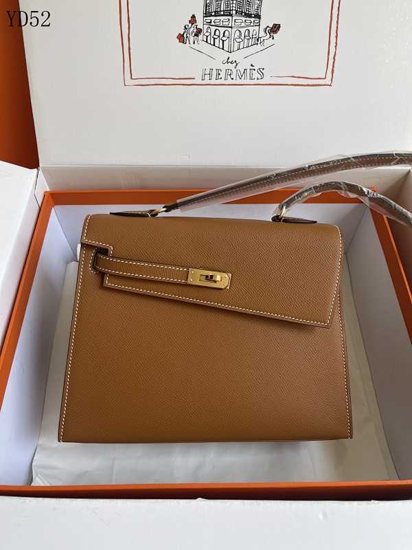 Hermès YD52 Double-Face Kelly 20CM Gold Brown